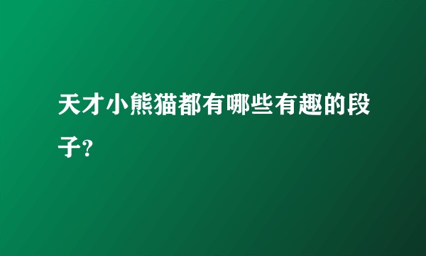天才小熊猫都有哪些有趣的段子？