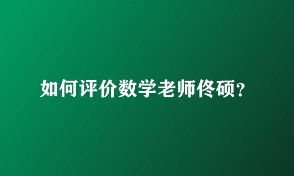 如何评价数学老师佟硕？