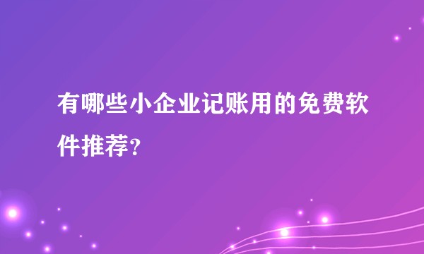 有哪些小企业记账用的免费软件推荐?