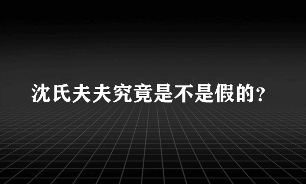 沈氏夫夫究竟是不是假的？