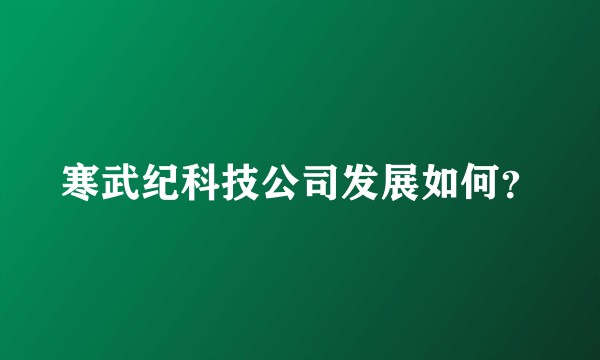 寒武纪科技公司发展如何？