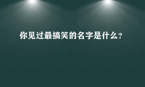 你见过最搞笑的名字是什么？