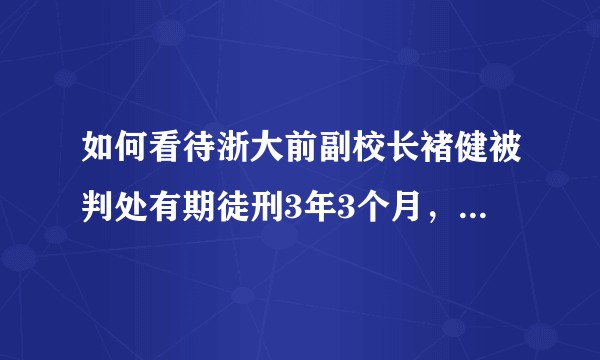 如何看待浙大前副校长褚健被判处有期徒刑3年3个月，并于宣判两天后出狱？