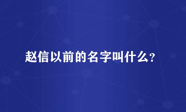 赵信以前的名字叫什么？