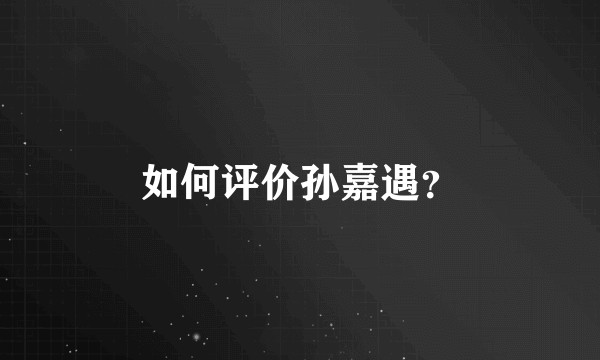 如何评价孙嘉遇？