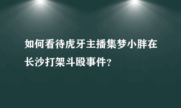 如何看待虎牙主播集梦小胖在长沙打架斗殴事件？