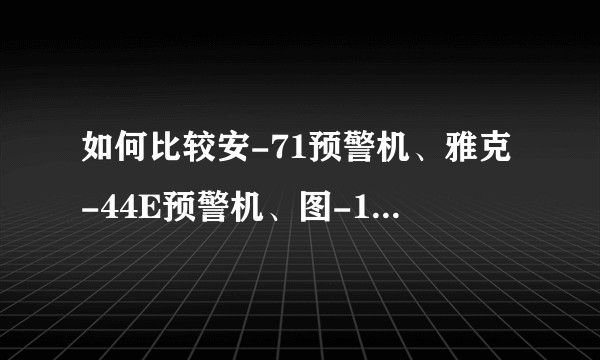 如何比较安-71预警机、雅克-44E预警机、图-154B预警机、图-156预警机、A-50预警机?