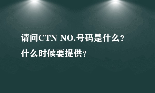 请问CTN NO.号码是什么？什么时候要提供？