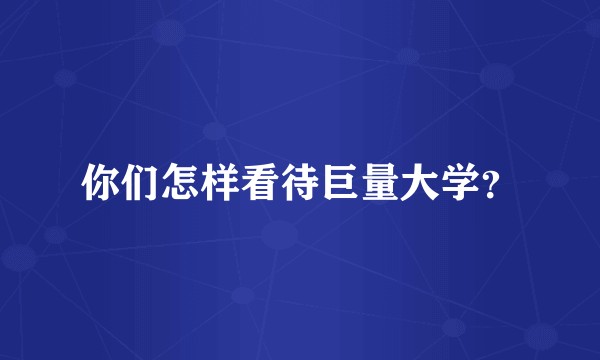你们怎样看待巨量大学？