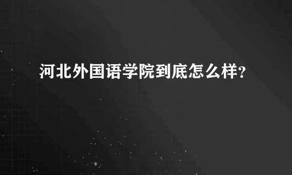 河北外国语学院到底怎么样？
