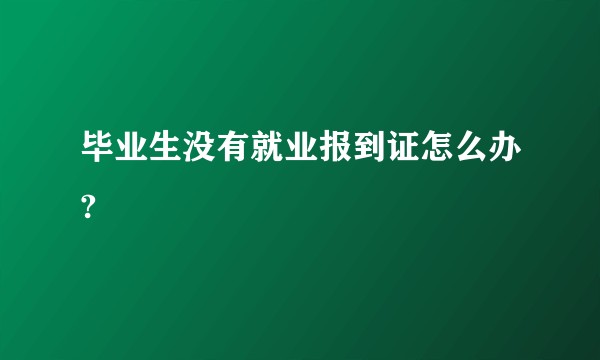 毕业生没有就业报到证怎么办?