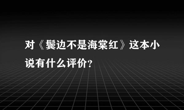 对《鬓边不是海棠红》这本小说有什么评价?