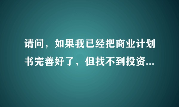 请问，如果我已经把商业计划书完善好了，但找不到投资人该怎么办？