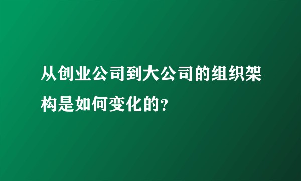 从创业公司到大公司的组织架构是如何变化的？