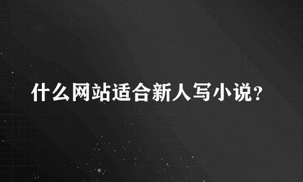 什么网站适合新人写小说？