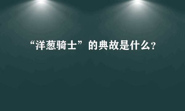 “洋葱骑士”的典故是什么？
