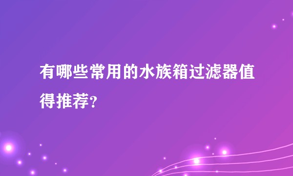 有哪些常用的水族箱过滤器值得推荐？