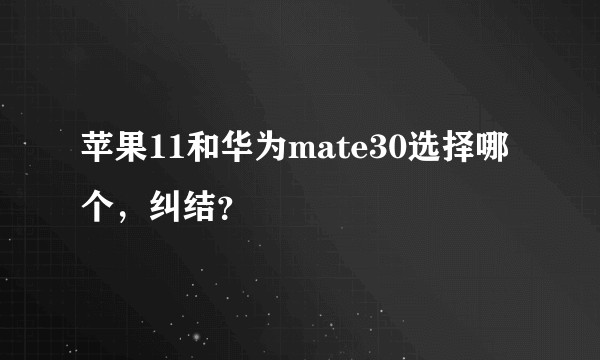 苹果11和华为mate30选择哪个，纠结？