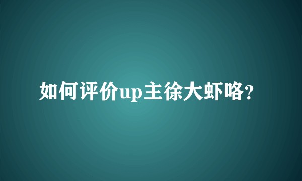 如何评价up主徐大虾咯？