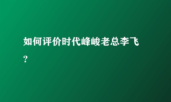 如何评价时代峰峻老总李飞 ?