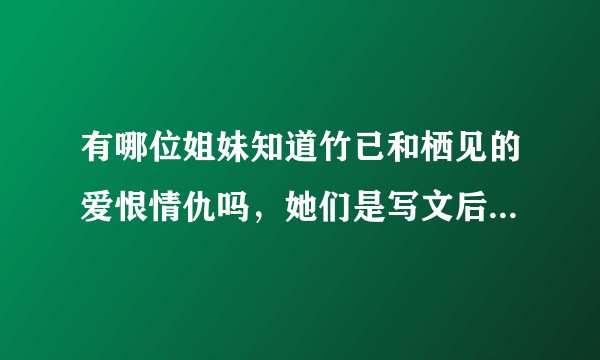 有哪位姐妹知道竹已和栖见的爱恨情仇吗，她们是写文后认识的，还是本来就是好闺蜜？