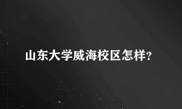 山东大学威海校区怎样？