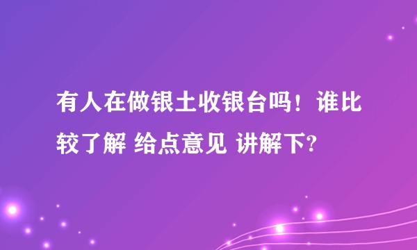 有人在做银土收银台吗！谁比较了解 给点意见 讲解下?