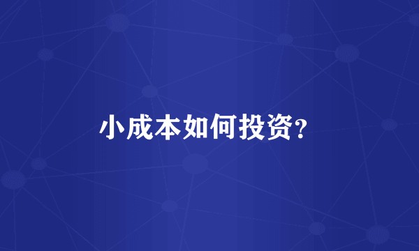 小成本如何投资？