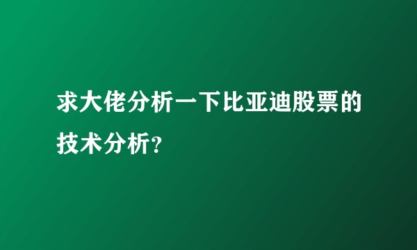求大佬分析一下比亚迪股票的技术分析？