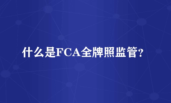 什么是FCA全牌照监管?