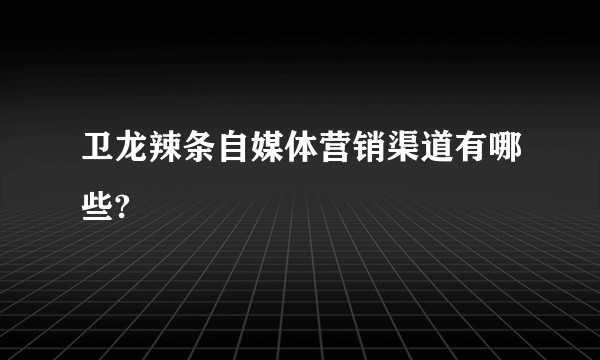 卫龙辣条自媒体营销渠道有哪些?