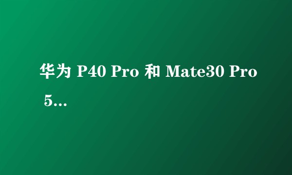 华为 P40 Pro 和 Mate30 Pro 5G 综合比较，哪个更适合入手？