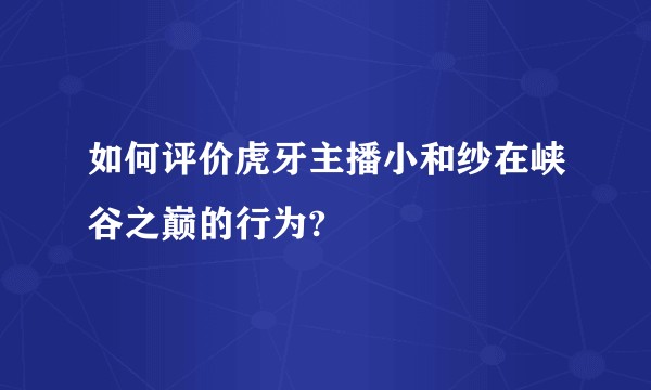 如何评价虎牙主播小和纱在峡谷之巅的行为?
