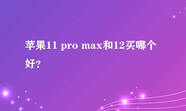 苹果11 pro max和12买哪个好？