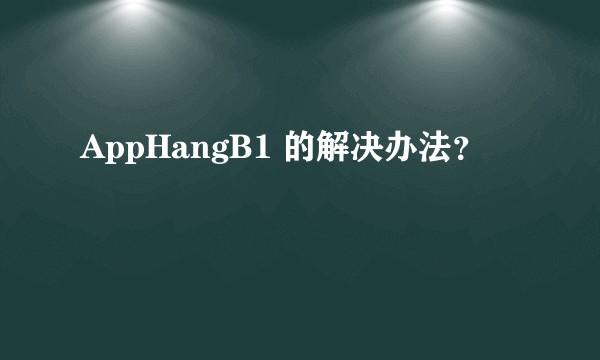 AppHangB1 的解决办法？