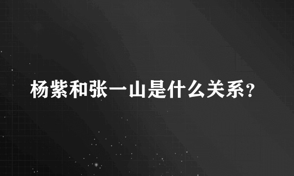 杨紫和张一山是什么关系？