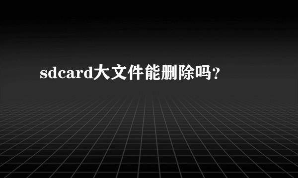 sdcard大文件能删除吗？