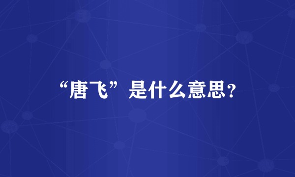 “唐飞”是什么意思？