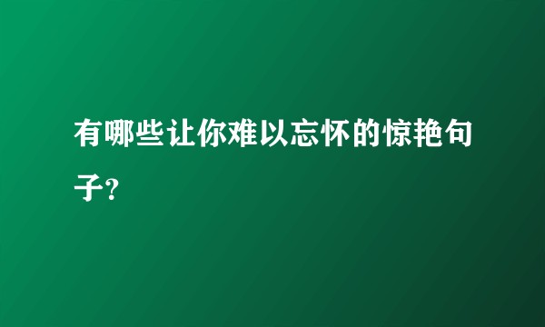 有哪些让你难以忘怀的惊艳句子？