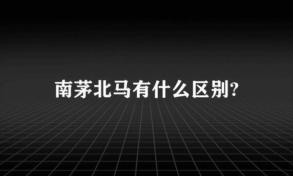 南茅北马有什么区别?