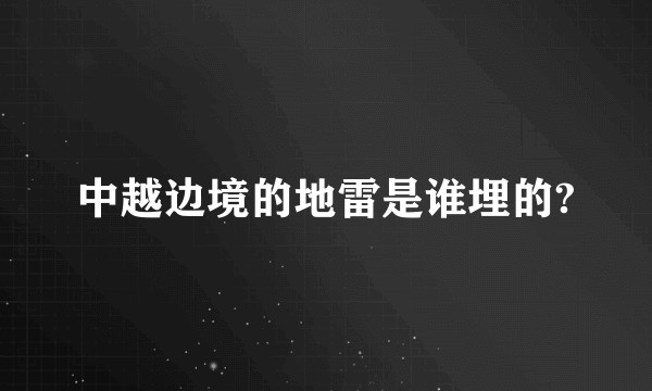 中越边境的地雷是谁埋的?