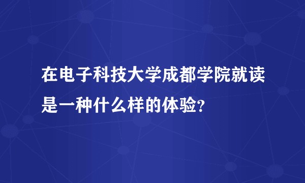在电子科技大学成都学院就读是一种什么样的体验？