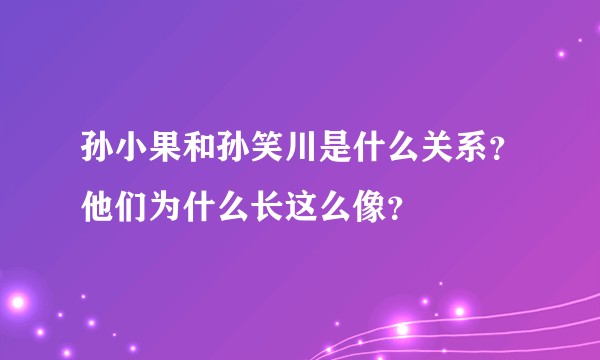 孙小果和孙笑川是什么关系？他们为什么长这么像？