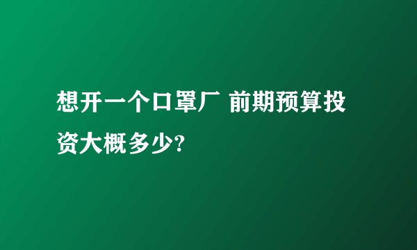 想开一个口罩厂 前期预算投资大概多少?