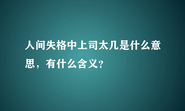 人间失格中上司太几是什么意思，有什么含义？