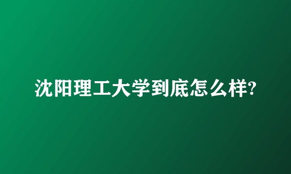 沈阳理工大学到底怎么样?