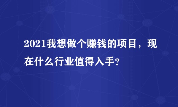2021我想做个赚钱的项目，现在什么行业值得入手？