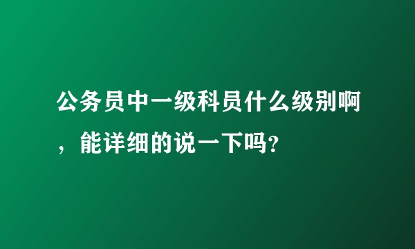 公务员中一级科员什么级别啊，能详细的说一下吗？