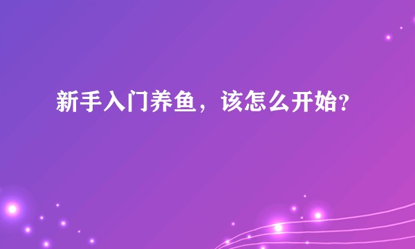 新手入门养鱼，该怎么开始？