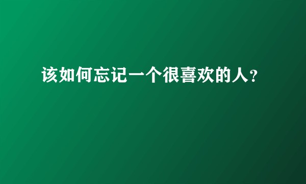 该如何忘记一个很喜欢的人？